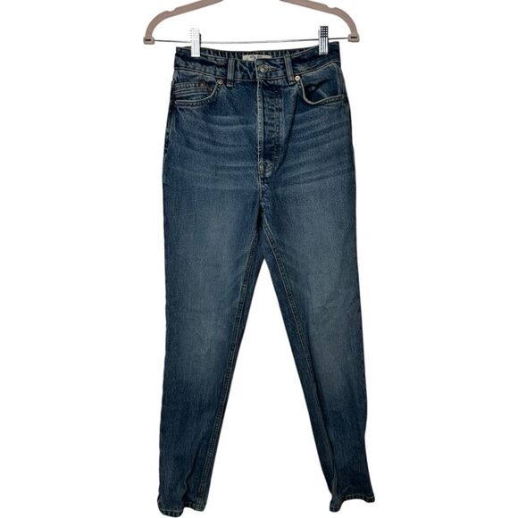 We The Free Light Wash Button Fly Jeans Size 25 High Rise Mom Jean Classic - Picture 1 of 9